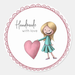 Schattig Handgemaakt met Liefde Ronde Sticker