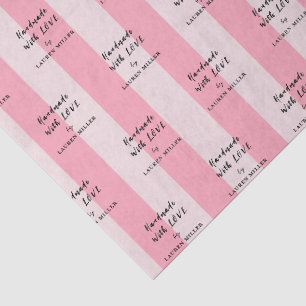 Schattig Handgemaakt Roze Streep Logo Tissuepapier