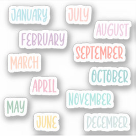 Schattig Handgeschreven Kleurrijke Pastel Maanden Sticker