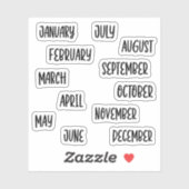 Schattig Handgeschreven Zwart Tekst Maanden van he Sticker (Vel)