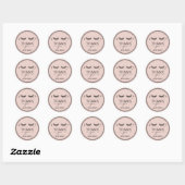 Schattig handgetekend meisje wimpers blush roze da ronde sticker (Vel)
