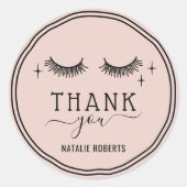 Schattig handgetekend meisje wimpers blush roze da ronde sticker (Voorkant)