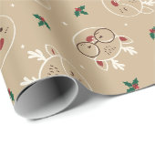 Schattig handgetekend rendier kerstpatroon cadeaupapier (Rol Hoek)