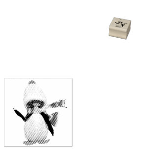 Schattig Handmade Walnut Penguin Ornament Rubberstempel