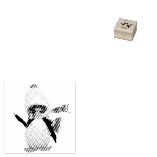 Schattig Handmade Walnut Penguin Ornament Rubberstempel (Gestempeld)