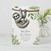 Schattig hangend luiaard Baby shower Kaart (Staand voorkant)