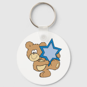 schattig hanukka teddybeer met davidster sleutelhanger