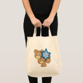schattig hanukka teddybeer met davidster tote bag (Voorkant (product))