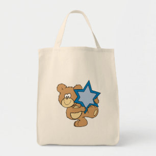 schattig hanukka teddybeer met davidster tote bag