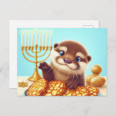 Schattig Hanukkah Otter Briefkaart (Voorkant / Achterkant)