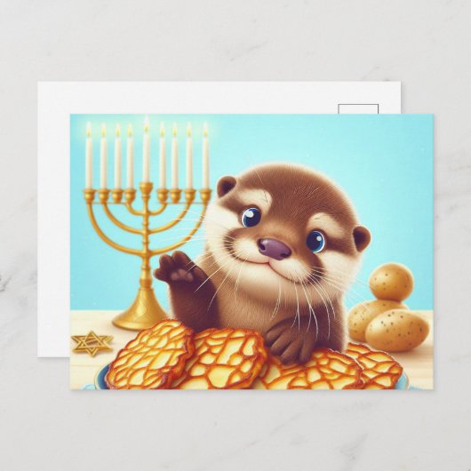 Schattig Hanukkah Otter Briefkaart (Voorkant / Achterkant)