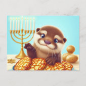 Schattig Hanukkah Otter Briefkaart (Voorkant)
