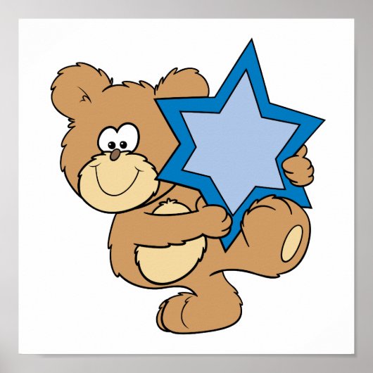 schattig hanukkah teddybeer met davidster poster (Voorkant)