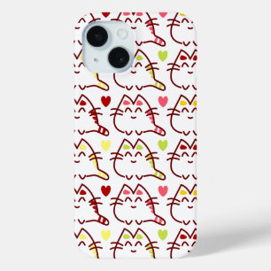 Schattig Happy Bubble Cats Patroon iPhone 15 Case
