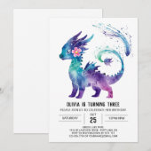 Schattig Happy Dragon Digitaal Meisje Verjaardag Kaart (Voorkant / Achterkant)