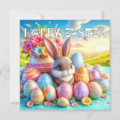 Schattig Happy Easter Bunny Rabbit Feestdagenkaart (Voorkant)