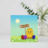 Schattig Happy Easter Kuiken Kaart (Staand voorkant)