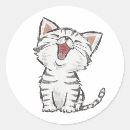 Schattig Happy Mewed Grey (Grey) Kitten Sticker