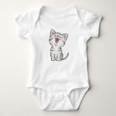 Schattig Happy Mewed Grey (grijs) kitten Romper (Voorkant)
