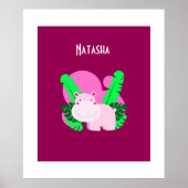 Schattig Happy Pink Hippo Poster (Voorkant)