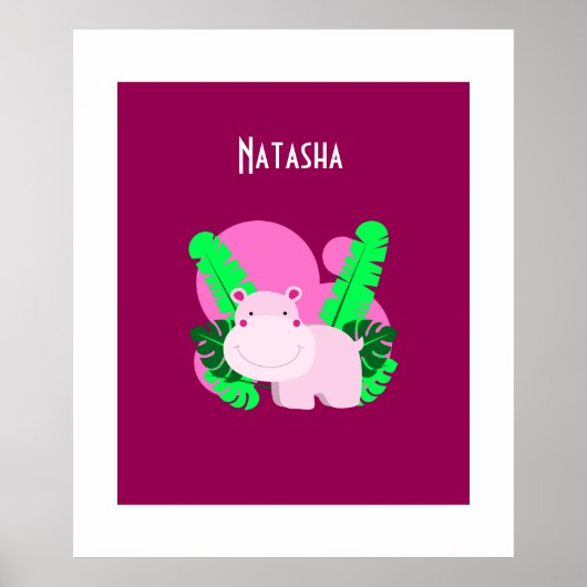 Schattig Happy Pink Hippo Poster (Voorkant)