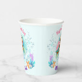 Schattig Happy Zee Turtle 1st Verjaardag Kleurrijk Papieren Bekers (Rechts)