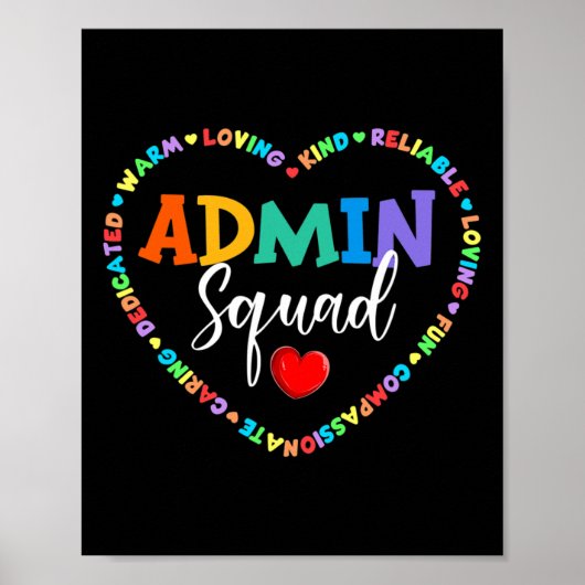 Schattig Hart Admin Squad Plezier Eerste Dag van S Poster (Voorkant)