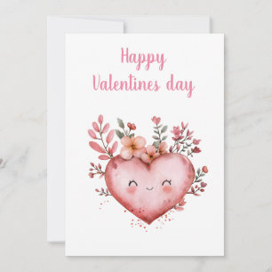 schattig hart aquarel met geschilderde bloemen feestdagenkaart