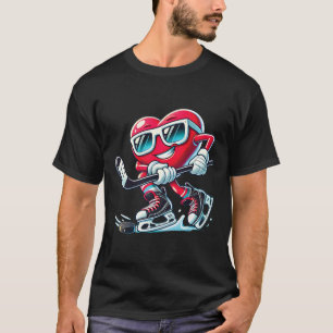 Schattig hart dat ijshockey speelt Valentijnsdag M T-shirt