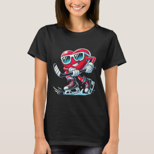Schattig hart dat ijshockey speelt Valentijnsdag M T-shirt