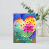 Schattig hart en bloem valentijn briefkaart (Staand voorkant)