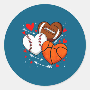 Schattig Hart Honkbal Basketbal Voetbal Ronde Sticker
