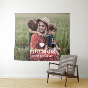 Schattig Hart Houd Van Jou Mama Moederdag Foto Wandkleed