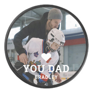 Schattig Hart IK HOU VAN JE PAPA Persoonlijke foto Hockey Puck