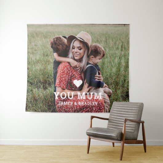 Schattig Hart Liefde Je Moeder Moederdag Foto Wandkleed (In Situ (horizontaal))