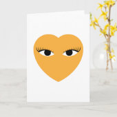 Schattig hart met ogen op witte kaart (Gele Bloem)