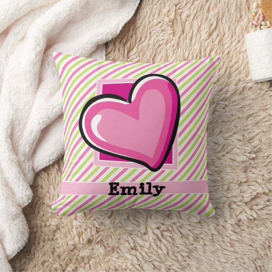 Schattig hart op roze & lime groene strepen kussen (Deken)