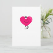 Schattig hart, roze hart kaart (Staand voorkant)