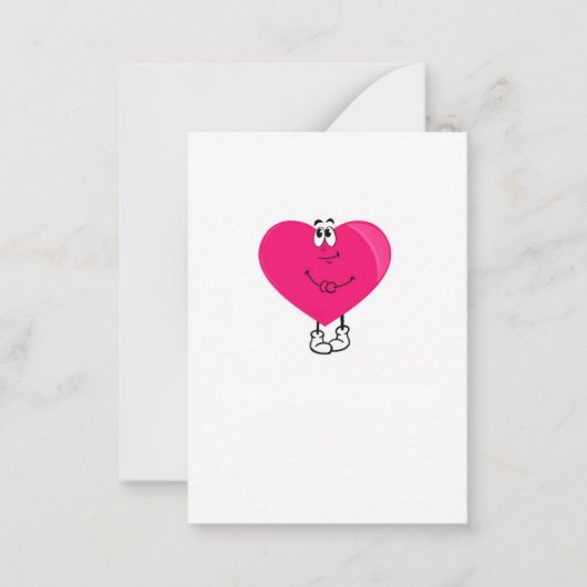 Schattig hart, roze hart notitiekaartje (Voorkant)