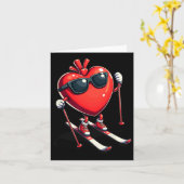 Schattig Hart Snowboarden Skiën Skiloper Valentijn Kaart (Gele Bloem)