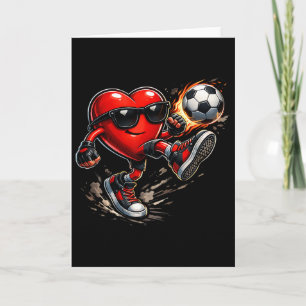 Schattig Hart Speelt Voetbal Valentijnsdag Voetbal Kaart