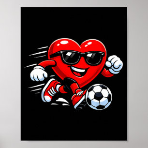 Schattig hart speelt voetbal Valentijnsdag voetbal Poster