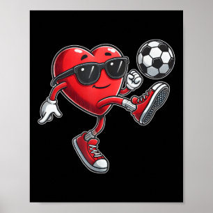 Schattig Hart Speelt Voetbal Valentijnsdag Voetbal Poster