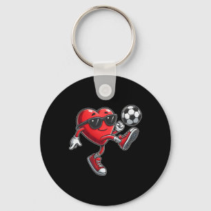Schattig Hart Speelt Voetbal Valentijnsdag Voetbal Sleutelhanger