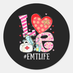 Schattig Hart Stethoscoop Emt Leven Verpleegster V Ronde Sticker