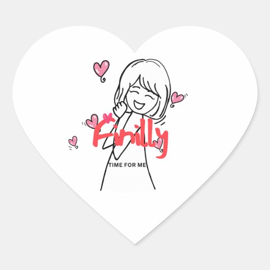 Schattig Hart Sticker (Voorkant)