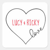 Schattig Hart Vierkante Sticker (Voorkant)