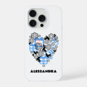 Schattig hart winter Kerstmis doodle monogram sne iPhone Hoesje (Achterkant)