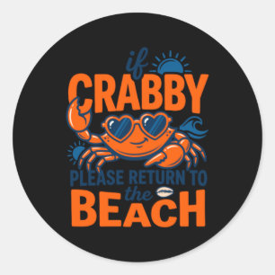 Schattig hart zonnekijker krab strand vakantie cit ronde sticker