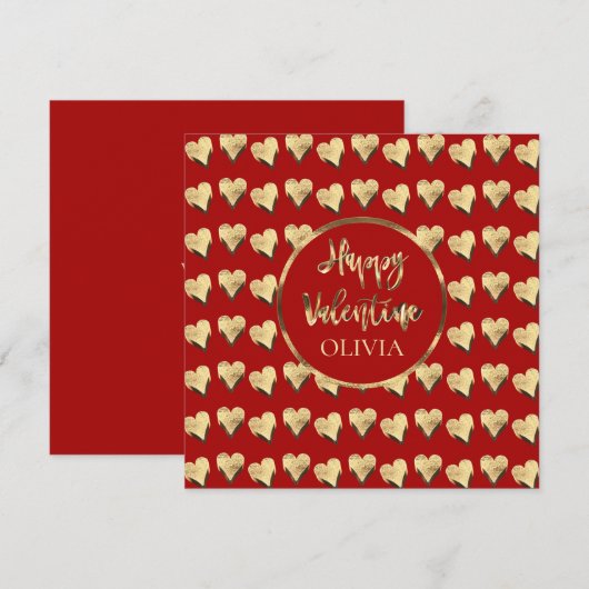 Schattig hartenpatroon Rode Happy Valentijn (Voorkant / Achterkant)